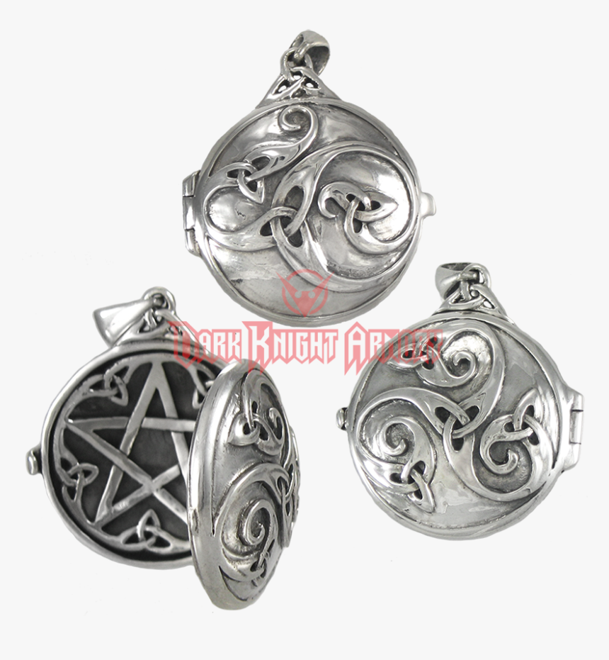 Silver Celtic Swirl Locket With Hidden Pentacle - Sterling Silver Pentacle Locket, HD Png Download