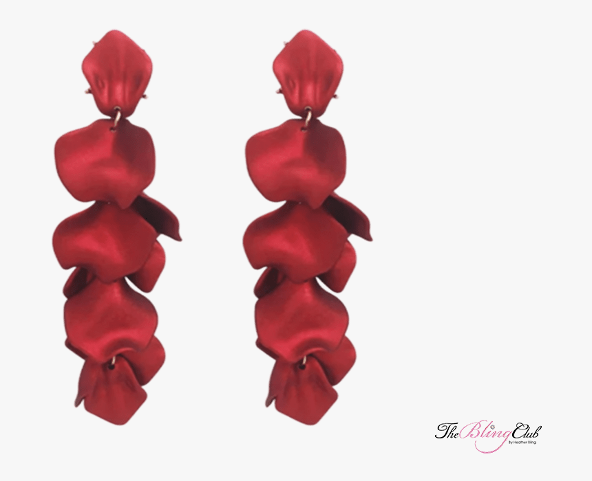 Red Rose Petal Dangle Earrings The Bling Club - Czerwone Kolczyki, HD Png Download