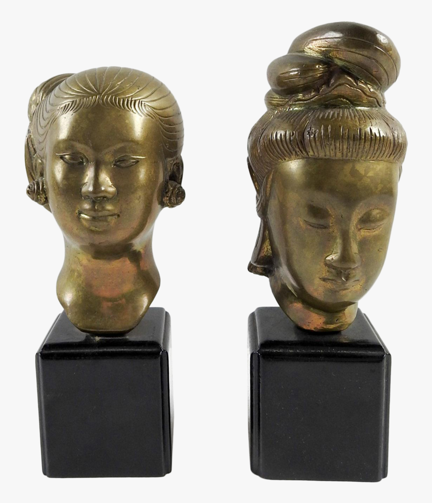 Asian Brass Sculpture Busts - Bronze Sculpture, HD Png Download