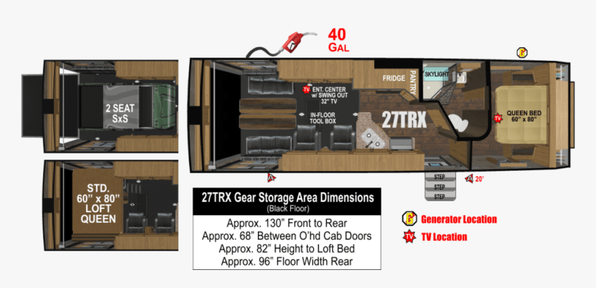 Outdoors Rv 27trx Floor Plan, HD Png Download