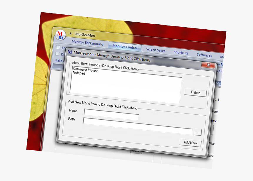 Add Menu To Desktop Right Click Menu - Utility Software, HD Png Download