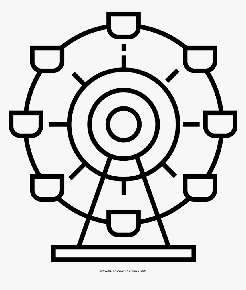 Ferris Wheel Coloring Page - Desenho De Roda Gigante, HD Png Download
