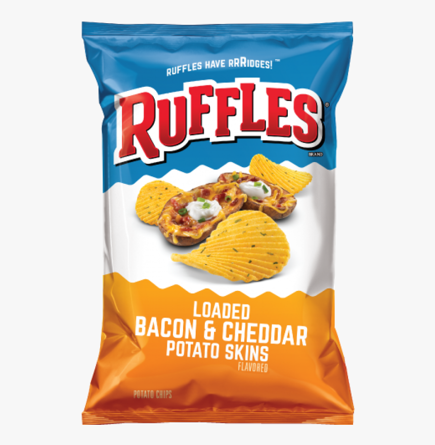 Ruffles Loaded Bacon & Cheddar Potato Skins Flavored - Ruffles Loaded Bacon And Cheddar Potato Skins, HD Png Download