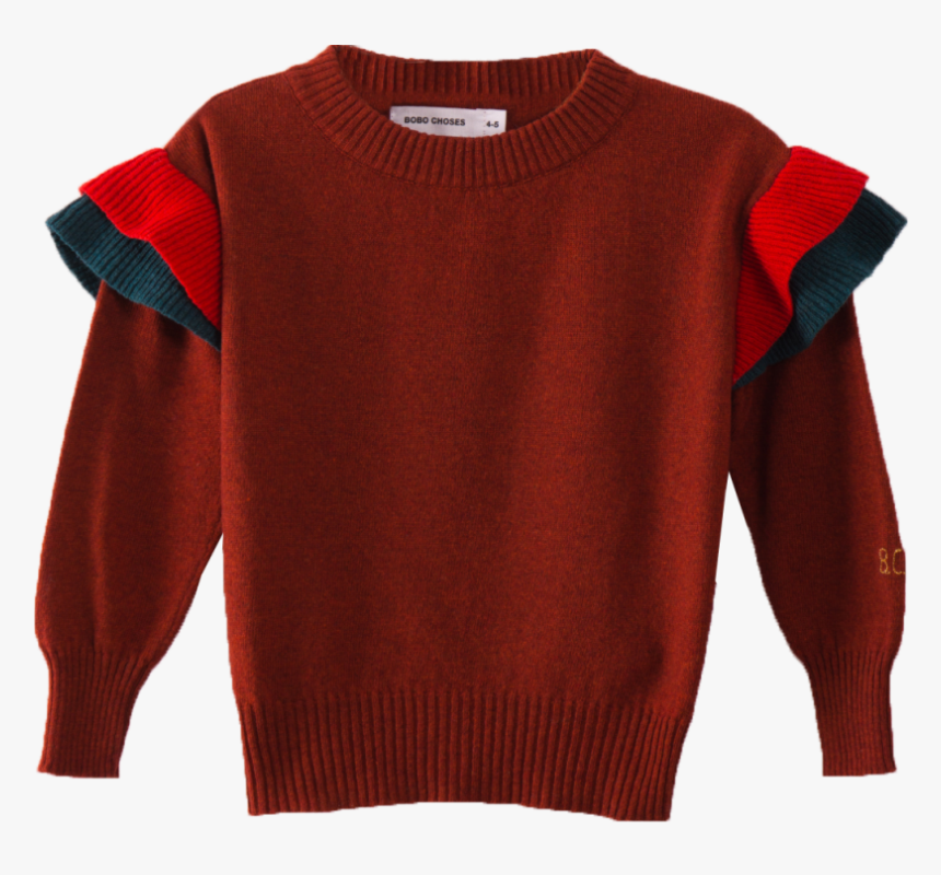 Bobo Choses Ruffles Knitted Jumper Dusty Cedar - Sweater, HD Png Download