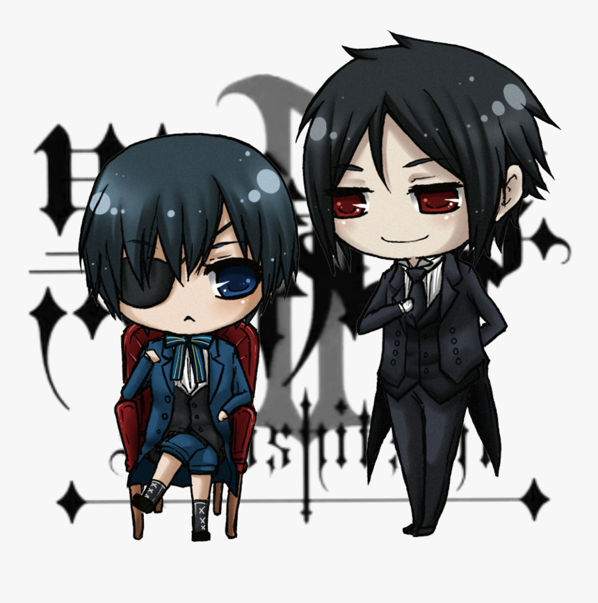 Black Butler Chibi Sebastian And Ciel, HD Png Download