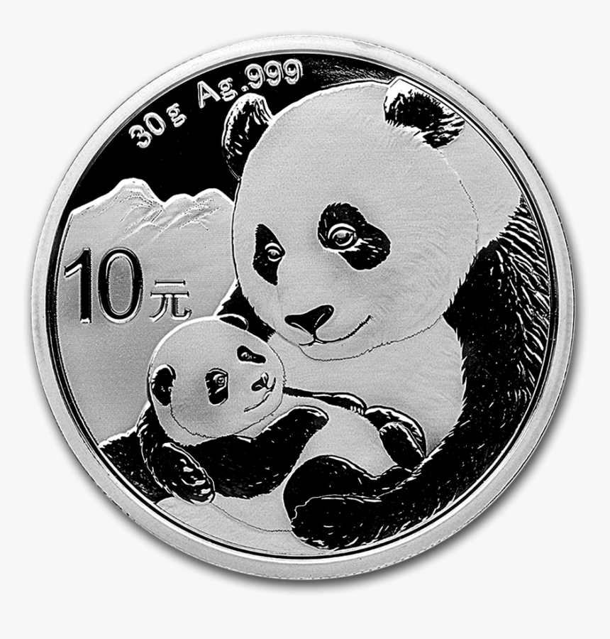 30g Chinese Panda Silver Coin Obverse - Chinese Panda Silver Coin, HD Png Download