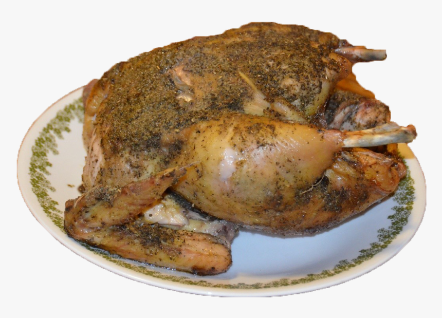Cooked Sage Rubbed Whole Roast Chicken Or Turkey - Turkey Meat, HD Png Download