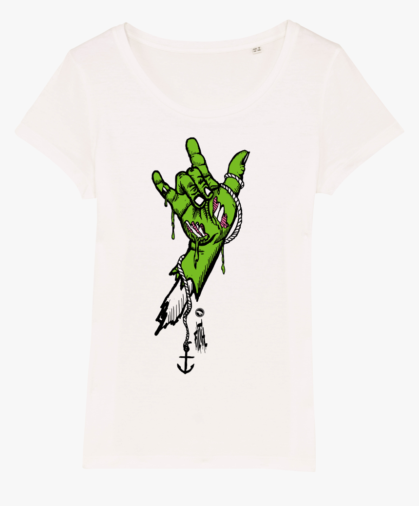 Surf T-shirt Women White, Rock Hand Green, HD Png Download