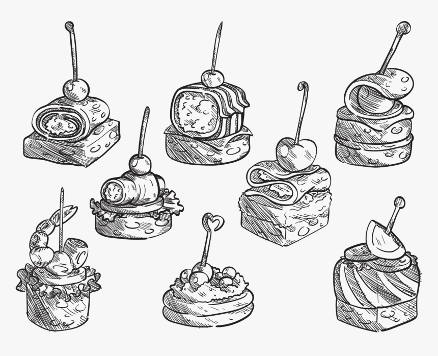 Livre Mão Desenhada Canapes Vetores - Hand Drawn Canape, HD Png Download