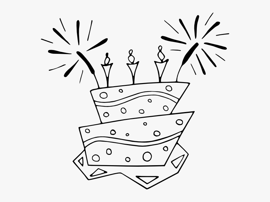 Flat Cake Bw Clip Art At Clker - Birthday Cake Clip Art, HD Png Download