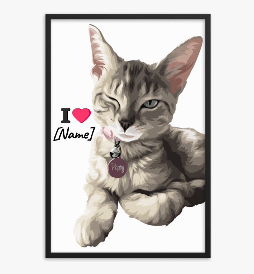 Art Your Cat Your Cat On Framed Matte Paper Poster - Kitten, HD Png Download