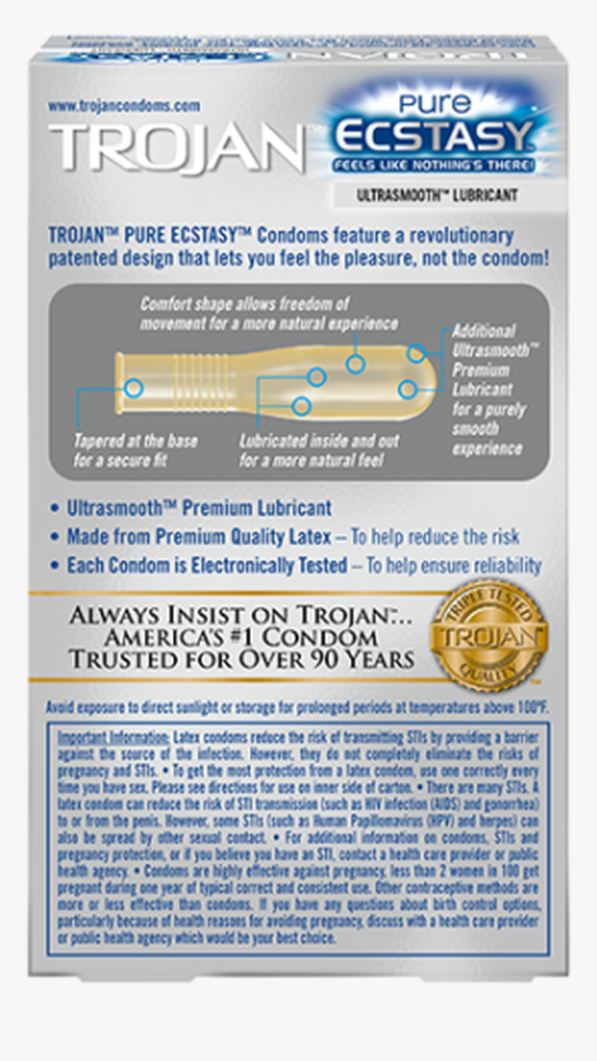Trojan Pure Ecstasy Lubricated Condoms 10 Counts, HD Png Download