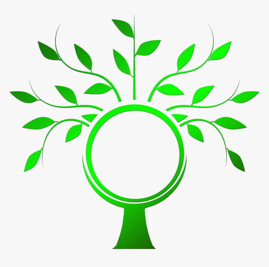 Green Tree Silhouette Inside With The Globe - Green Tree Silhouette Png, Transparent Png