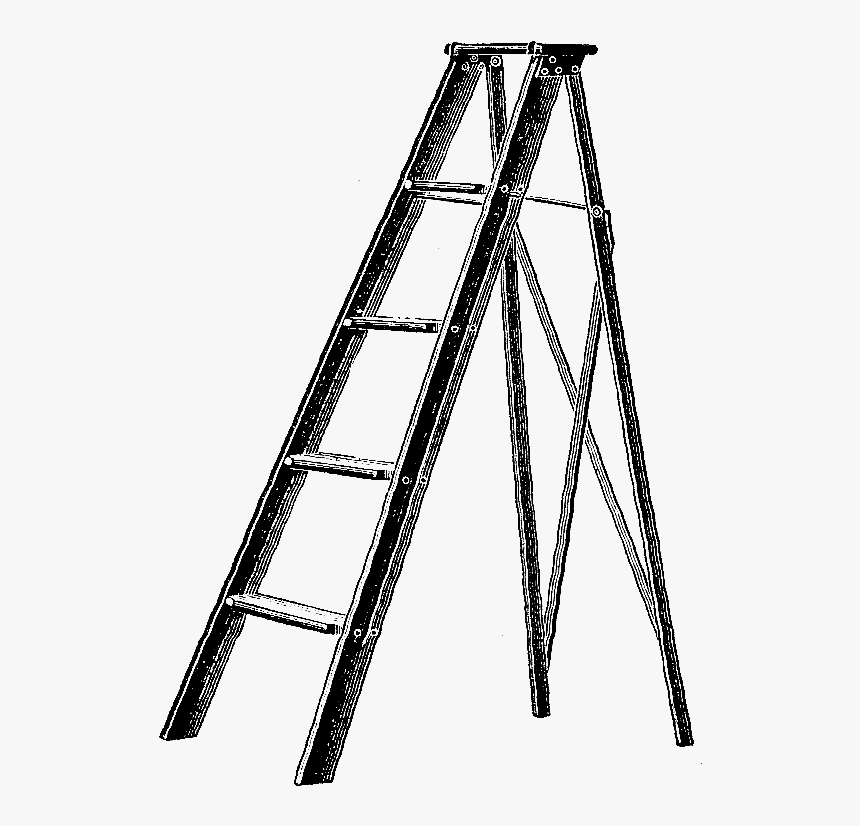 Free Ladder Digital Stamp 1913 Step Ladder Illustrationladder - Monochrome, HD Png Download