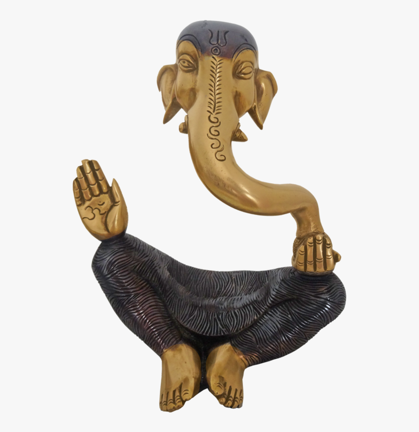 Designed Brass Ganesha Head With Brown Coated Statue, - Statue, HD Png Download