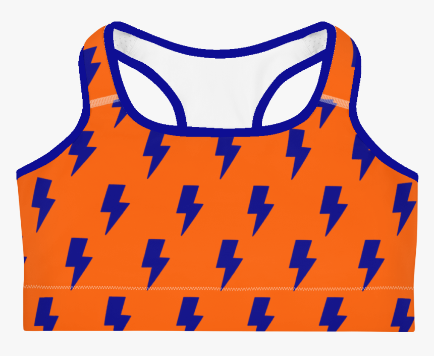 Orange & Blue Lightning Bolts Sports Bra - Ankara Bra And Paint, HD Png Download