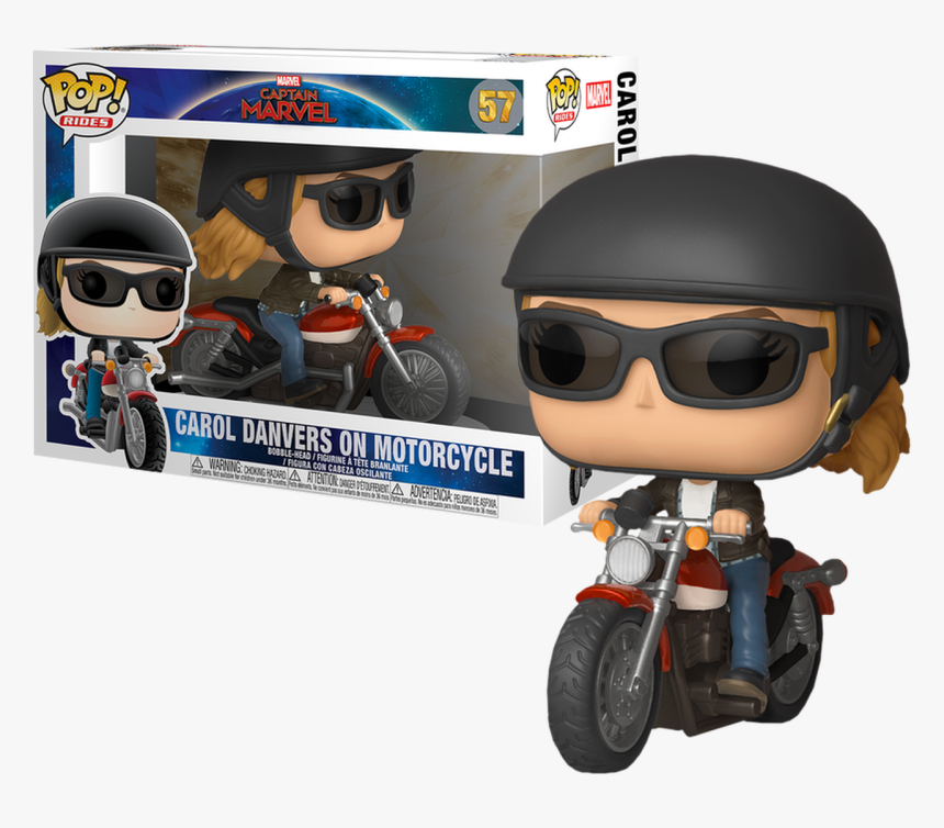 Captain Marvel - Pop Rides Captain Marvel Carol Danvers On Motorcycle, HD Png Download