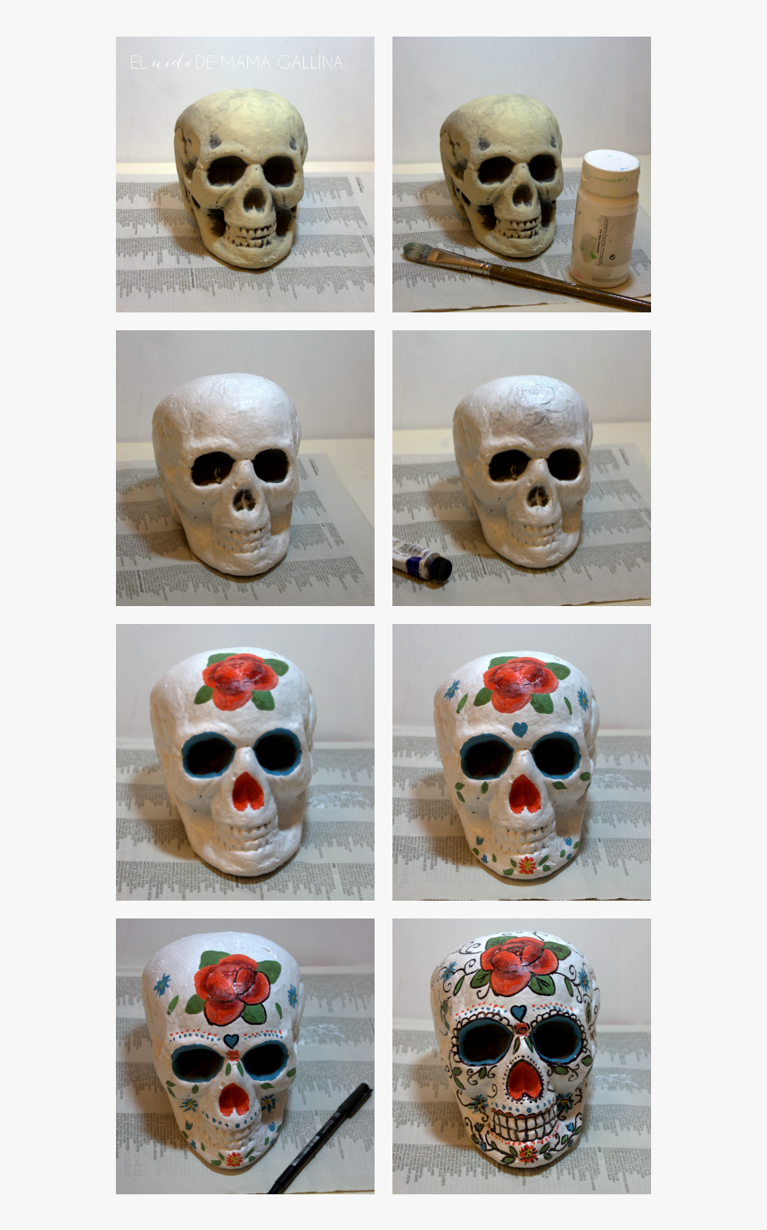 Sugar Skull Halloween Makeup - Catrinas Calaveras De Unicel Decoradas, HD Png Download