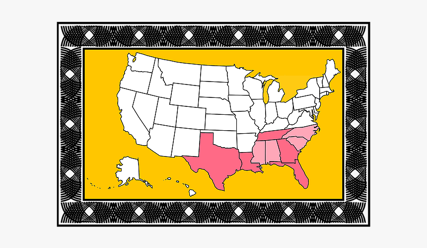 Carte Géo Usa Cadre - Ox, HD Png Download