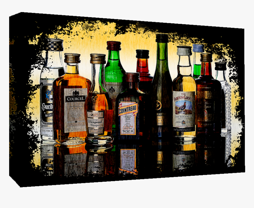 Grunge Alcohol / Spirit Bottles Cotton Canvas Wall - Famous Spirits, HD Png Download