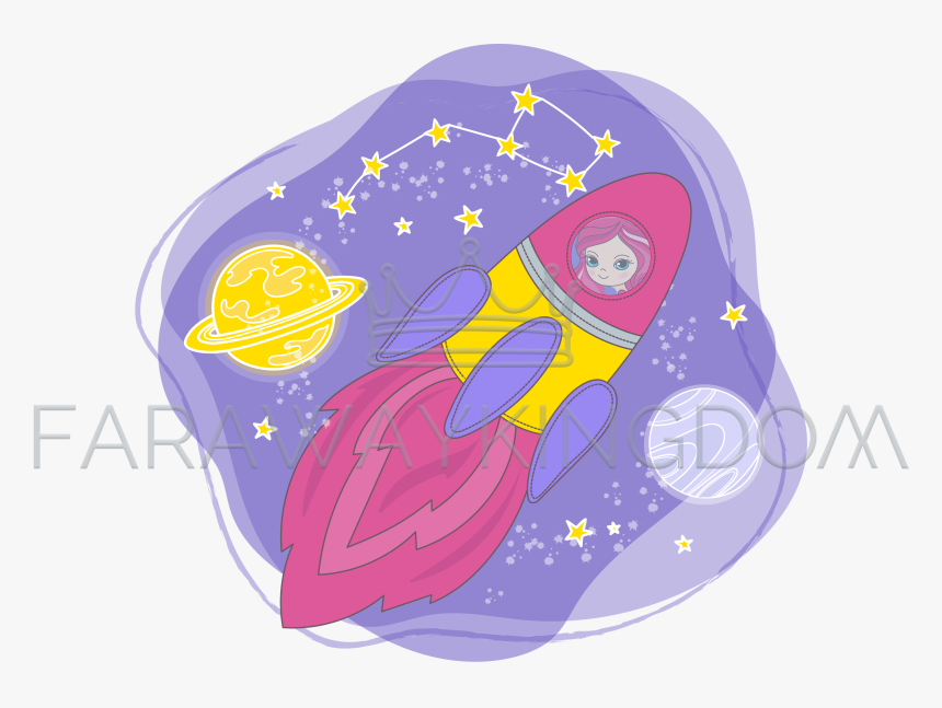 Girl Rocket Cartoon, HD Png Download