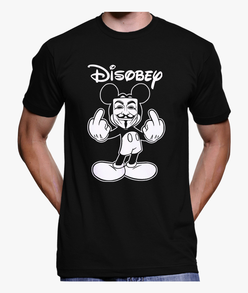 Mickey Mouse Disobey Guy Fawkes Mask Anonymous T-shirt - Stranger Things T Shirts Mouth Breather, HD Png Download