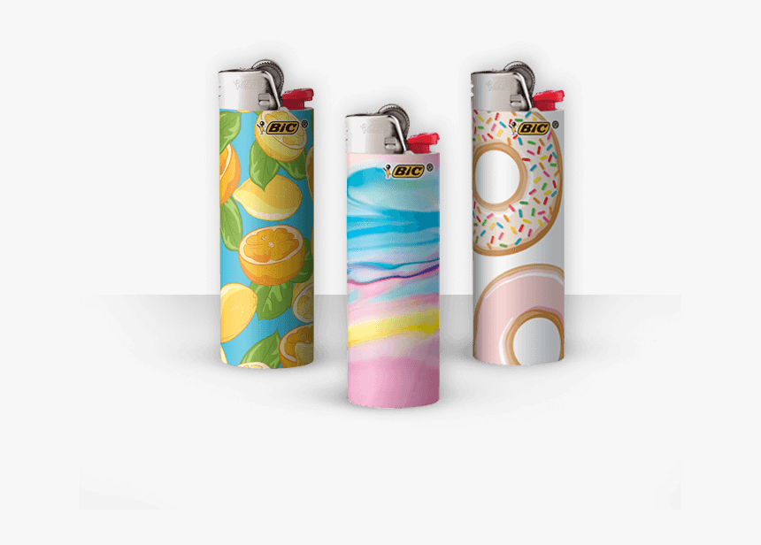Three Pocket Lighters With Citrus Fruit, Doughnuts, - Construction Paper, HD Png Download