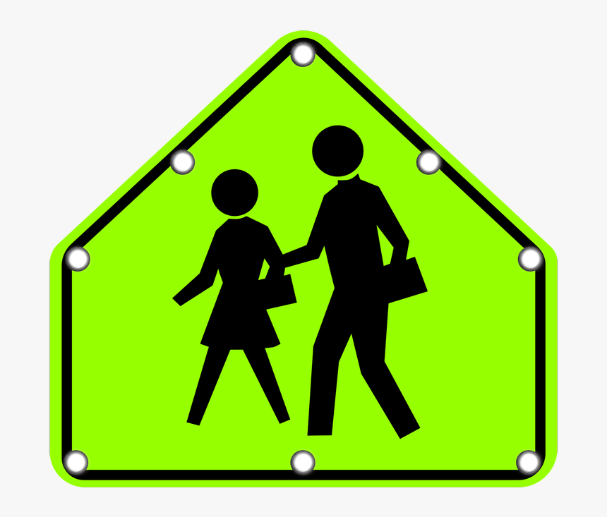 S1-1 Solar School Sign With 8 Blinking Led Light - School Crossing Sign, HD Png Download