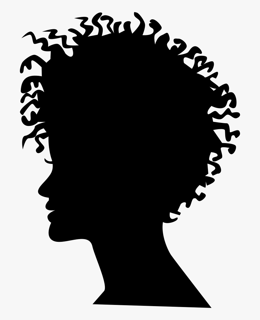 Woman Head Silhouette With Short Curled Hair Style - Transparent Silhouette Afro, HD Png Download