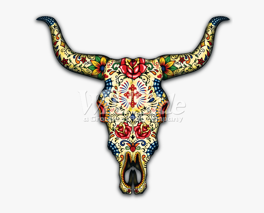 Day Of The Dead Bull Skull - Steer Sugar Skull, HD Png Download