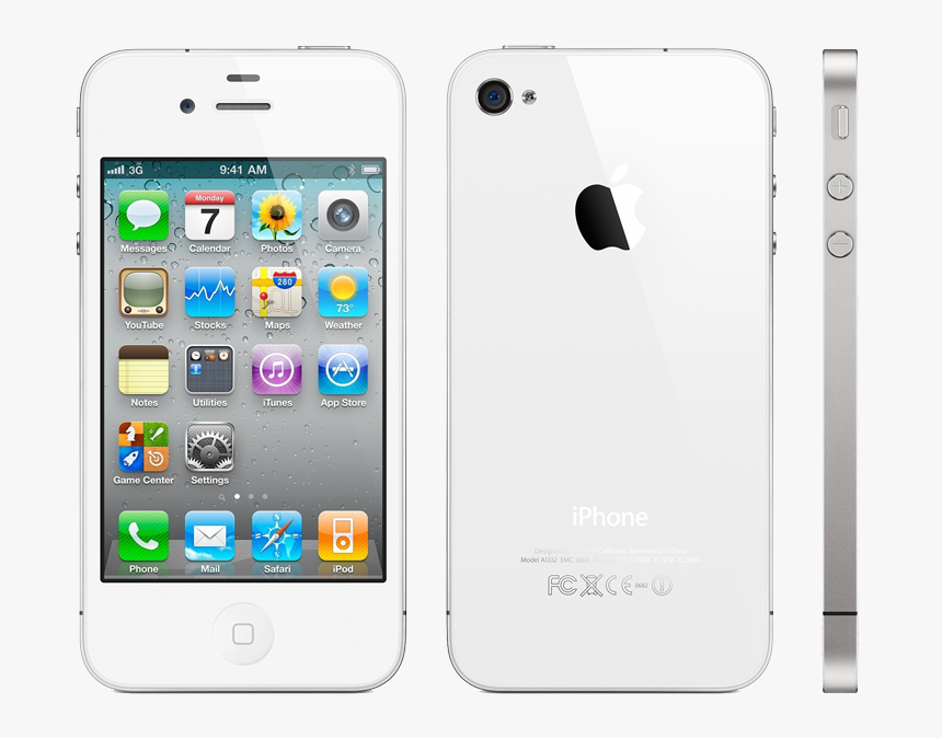 Iphone 4s White View - Iphone 5 White Front, HD Png Download