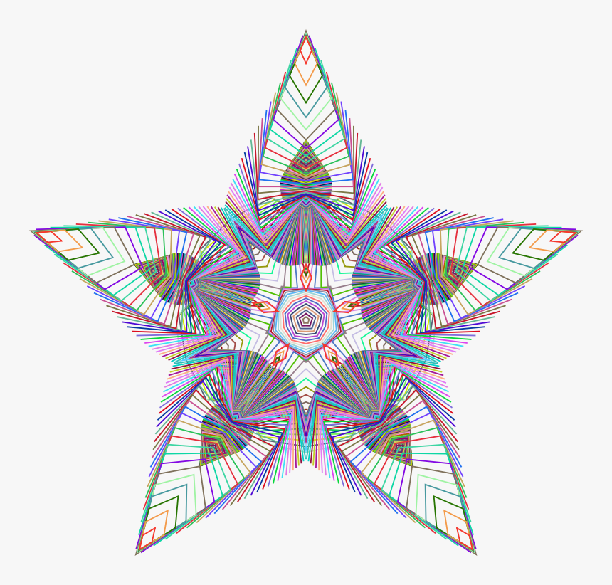 Prismatic Star Line Art - Illustration, HD Png Download