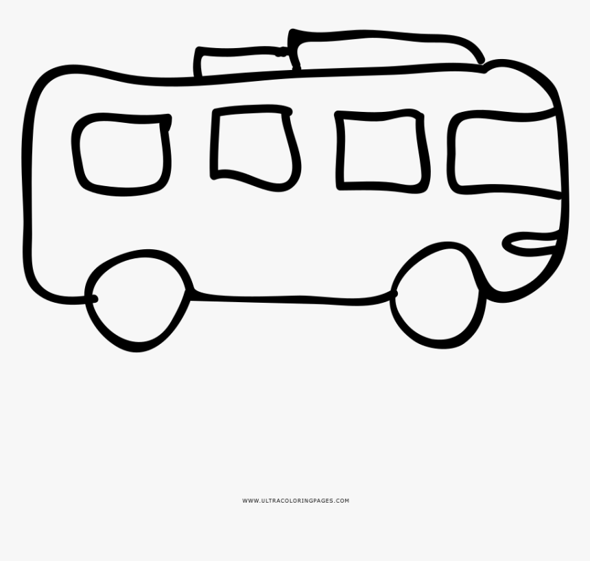 Autobus Coloring Page - Line Art, HD Png Download
