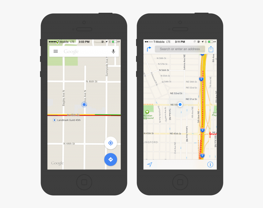 In-depth Design Comparison Of Apple Maps Vs - Google Maps Ux, HD Png Download