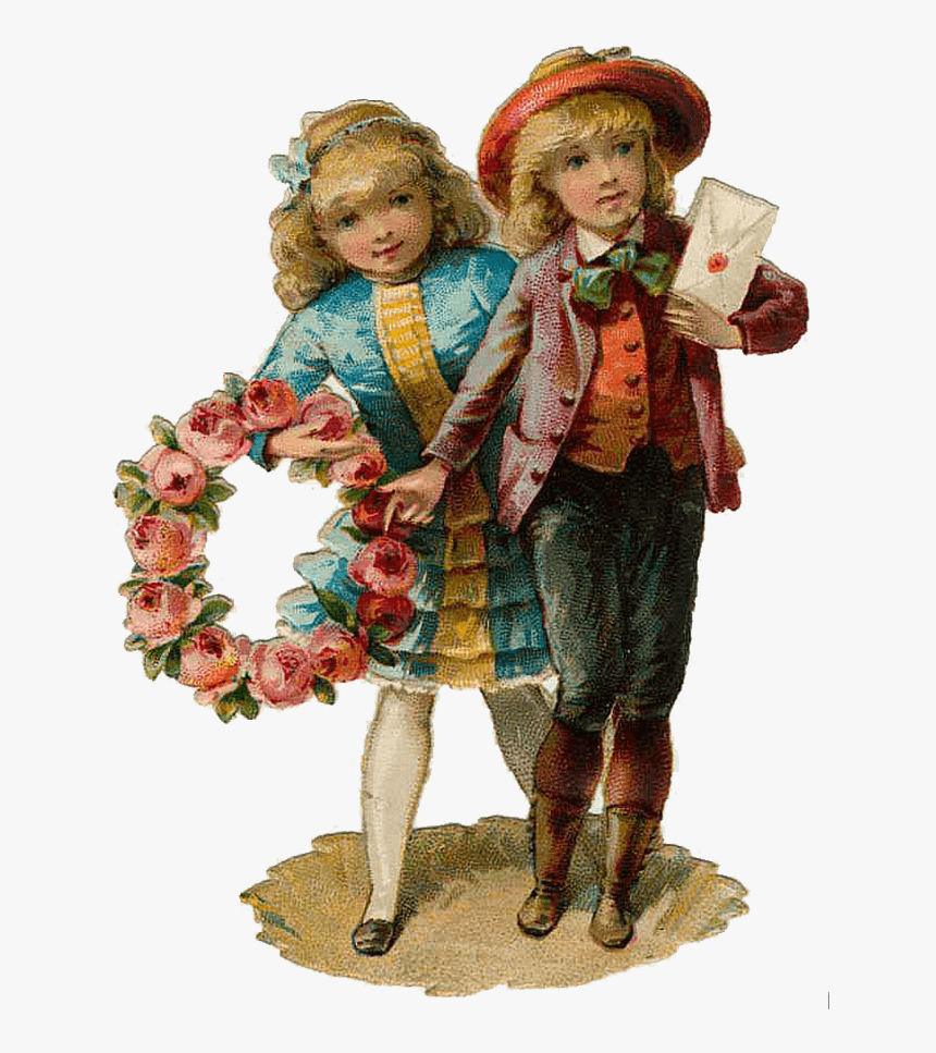 Two Victorian Vintage Kids - Vintage Kids Png, Transparent Png