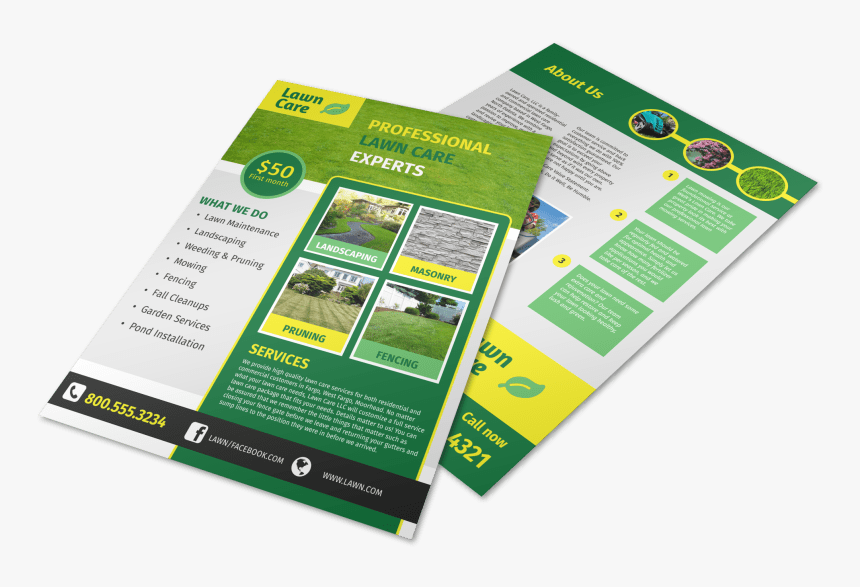 Professional Lawn Care Commercial Flyer Template Preview - Brochure, HD Png Download