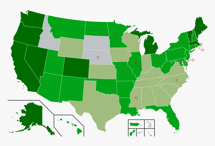 Map Of Legal Marijuana - States With Medical Marijuana, HD Png Download