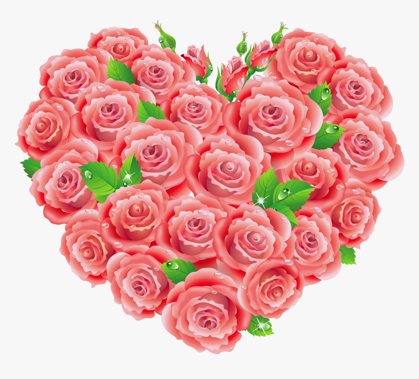 Pink Flower Heart Png, Transparent Png