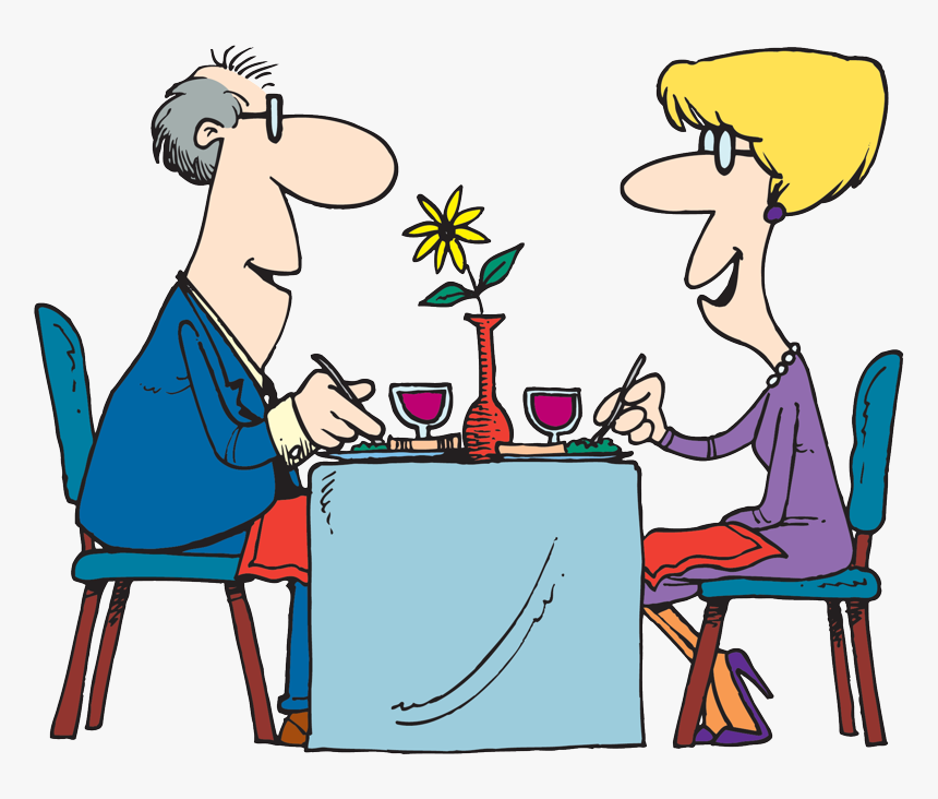 Transparent People Sitting At A Table Png - Cartoons On A Date, Png Download