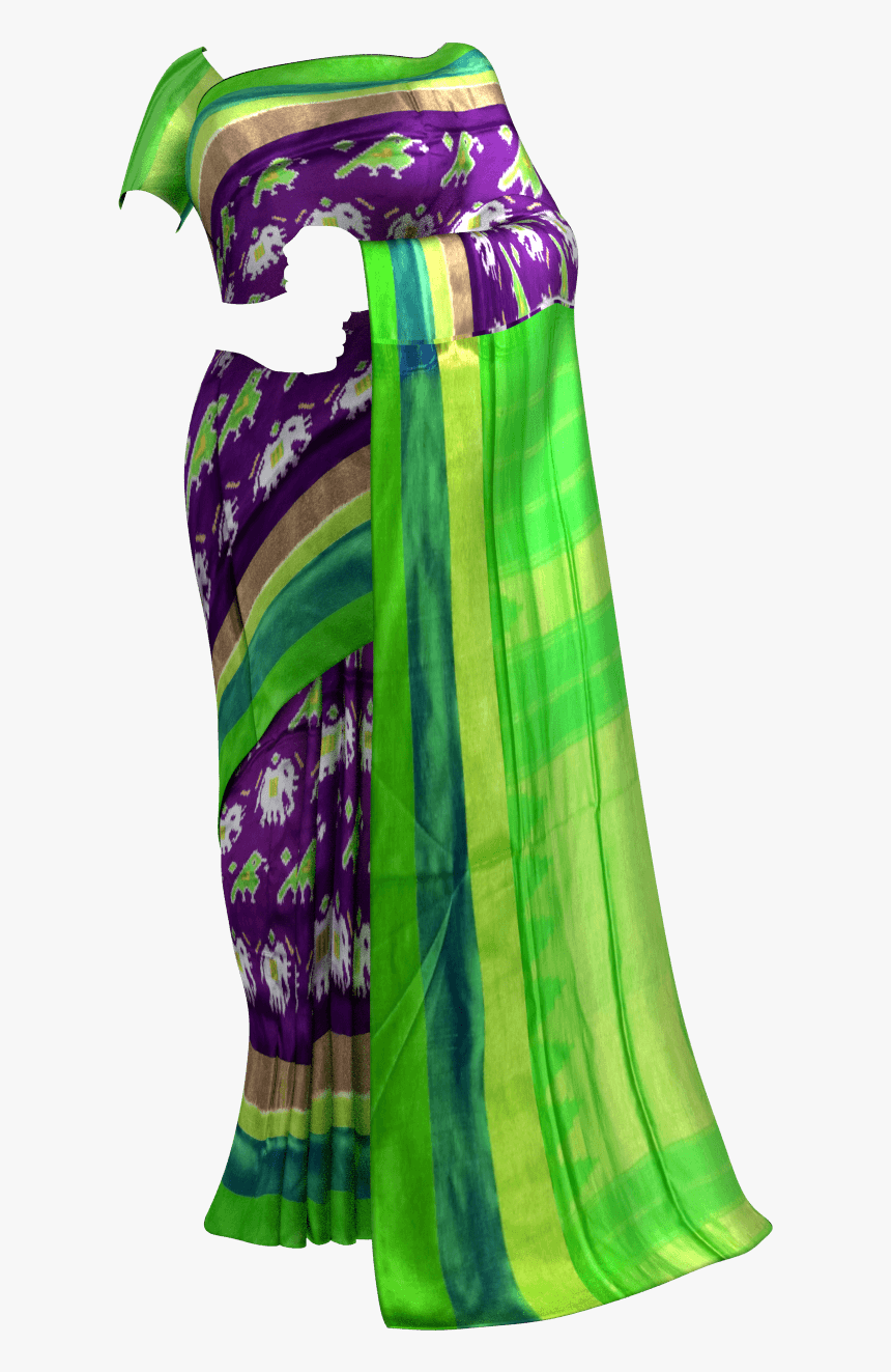 Ikat Brinjal Color Body With Elephant And Sparrow Design, HD Png Download