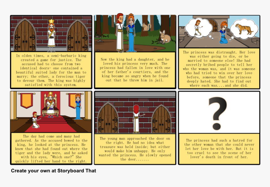 The Lady Or The Tiger - Lady Or The Tiger Storyboard, HD Png Download