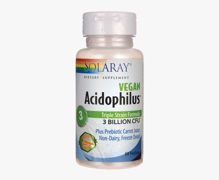Solaray Vegan Acidophilus Plus Carrot Juice 3 Billion - Acidophilus Vegan, HD Png Download