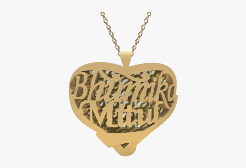 Personalised Couple Heart Name Necklace Opjc08 - Mithun Name Chain, HD Png Download