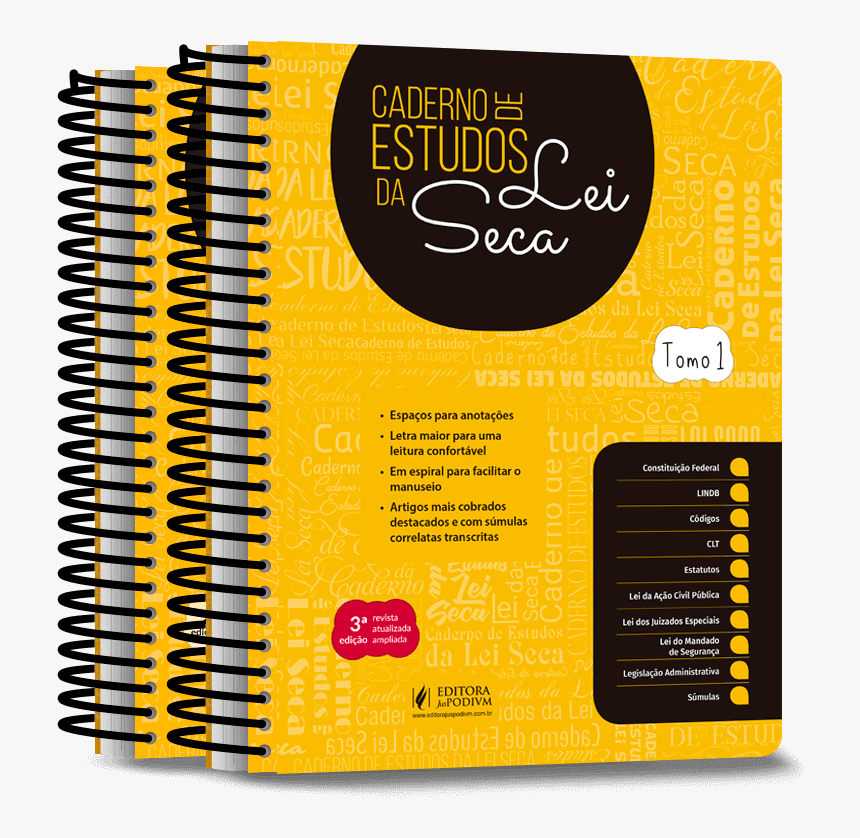 Caderno De Estudos Da Lei Seca - Caderno De Lei Seca, HD Png Download