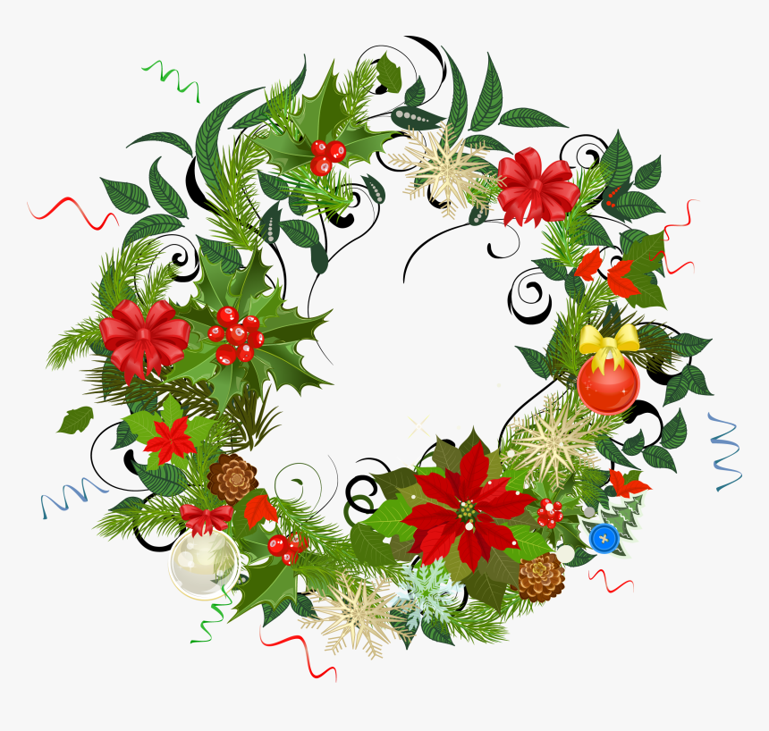 Clip Art Folha De Natal - Marco Floral Redondo Png, Transparent Png