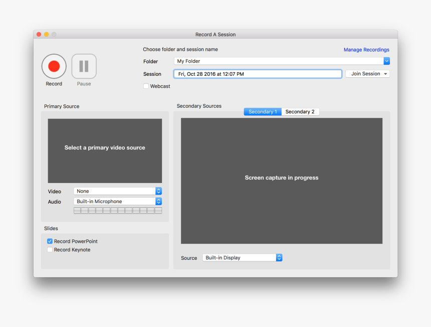 Macos Recorder Without Screen Preview - Panopto Mac Recorder, HD Png Download