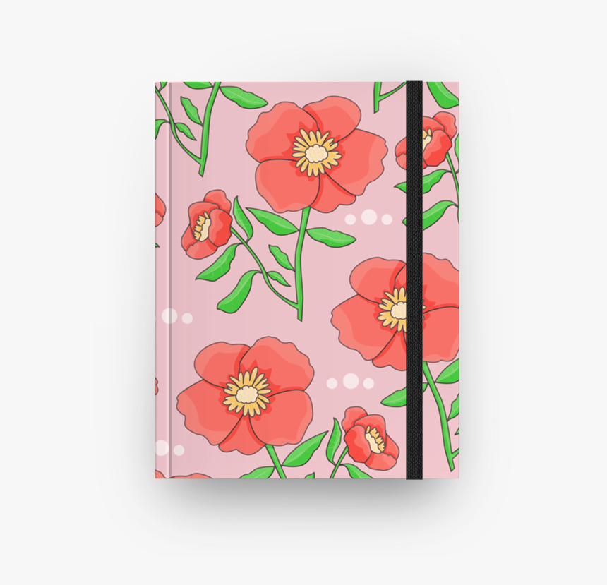 Caderno Estampa De Flores Com Fundo Rosa De Raquel - Poppy, HD Png Download