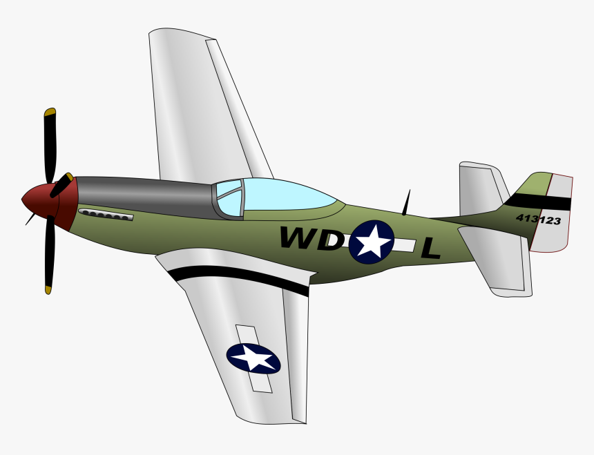 Jet Clipart Prop Plane - P 51 Mustang Clipart, HD Png Download