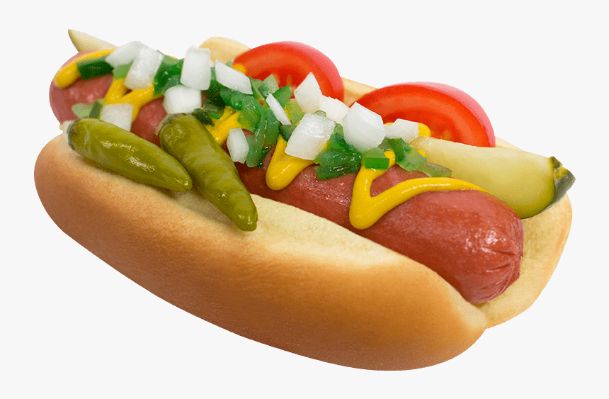Hotdog In Bun With Condiments, HD Png Download