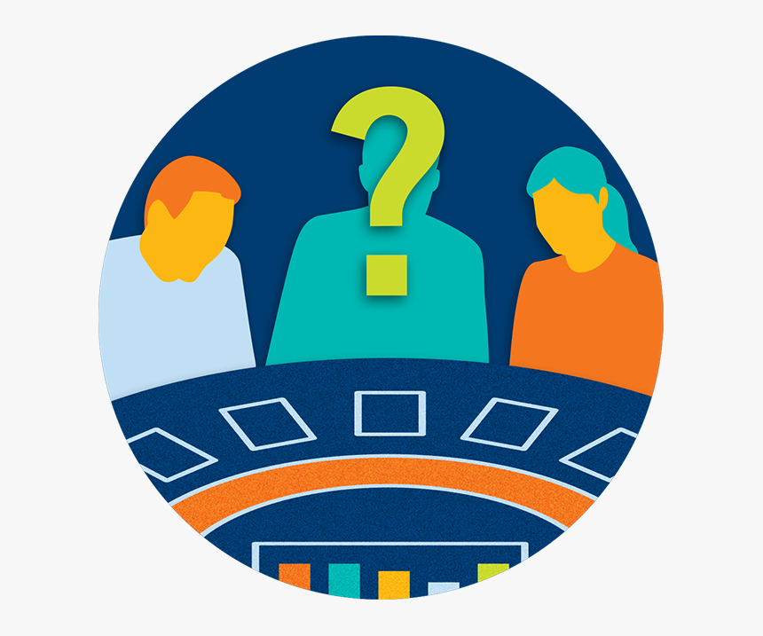 Question Mark Face Png -three People Sitting At A Blackjack, Transparent Png